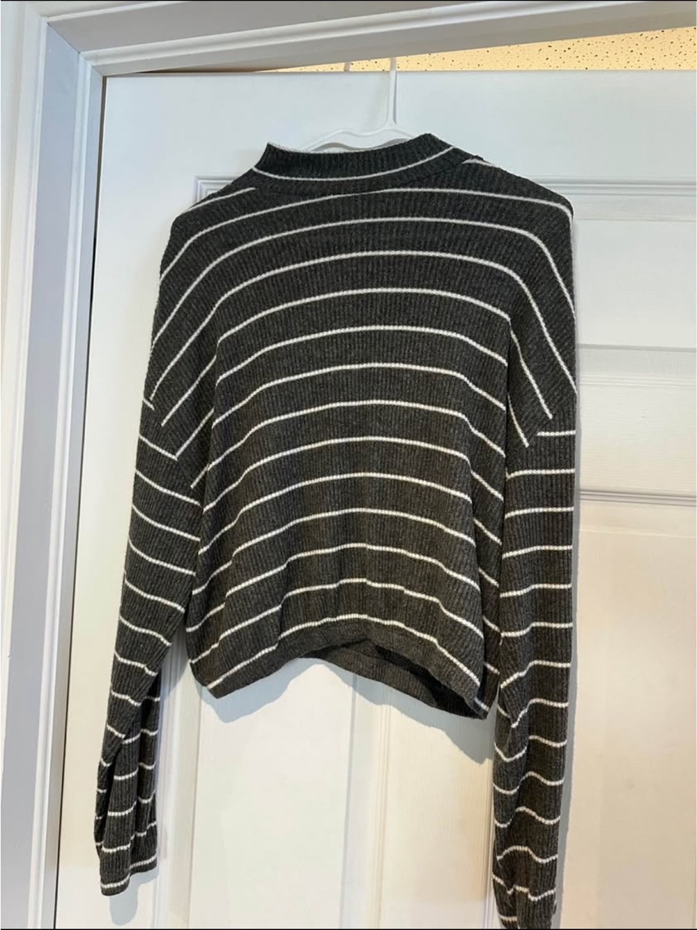 Garage Charcoal and White Striped Mock Neck Sweater